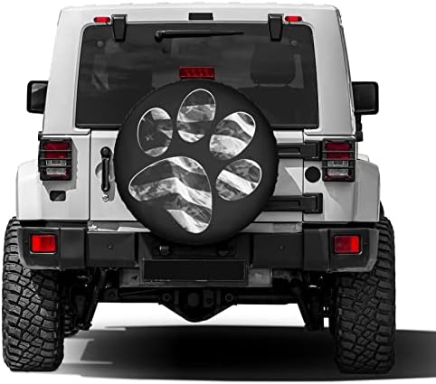 Paws Us American Flag Spare Tire Cover Dust-Proof Wheel Tire Cover Fit Trailer - Image 2