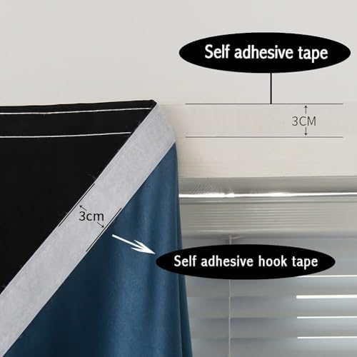 JILRON Adhesive Curtain 100% Blackout No-Drill Easy Install - Image 6