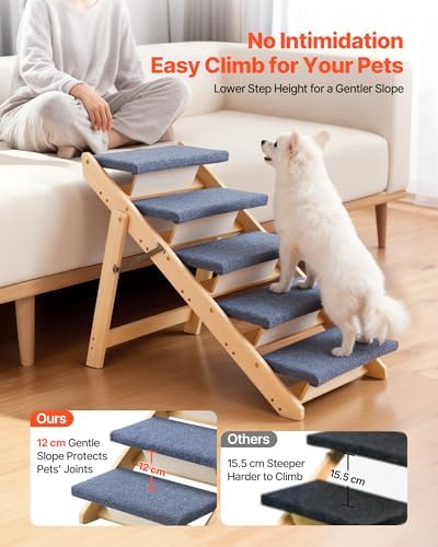 VEVOR Wood Pet Stairs, 5-Step Dog Stairs - Image 2