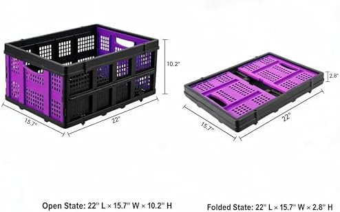 Collapsible Plastic Storage Crate, Stackable - Image 3