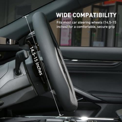 Valleycomfy Microfiber Leather Steering Wheel Cover 14.5"-15" Grey - Image 4