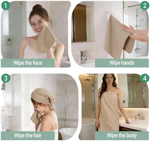 MICROFI Waffle Weave Bath Towel Set, Microfiber, 4 Pieces, Quick Dry, - Image 7