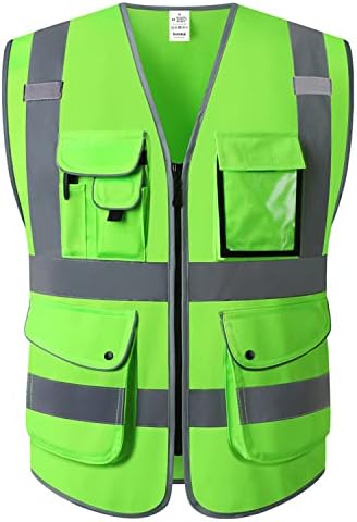 XIAKE 9 Pockets Class 2 High Visibility Reflective Safety Vest by XIAKE