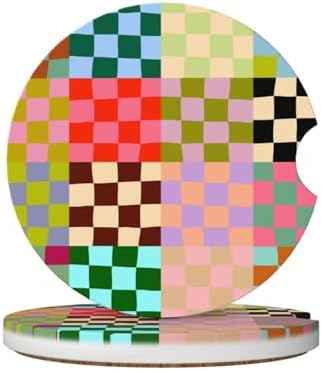 Colorful Checkered Car Coasters by Unknown