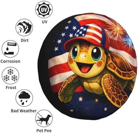 Sea Turtle with American Flag Spare Tire Cover Weatherproof Wheel Protectors - Image 5