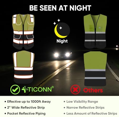 TICONN High Visibility Reflective Safety Vest - Image 3