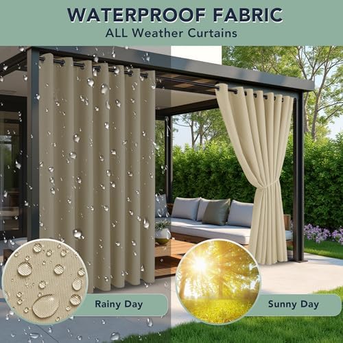 Outdoor Curtains for Patio Waterproof, 6 Drape Panels - Image 2