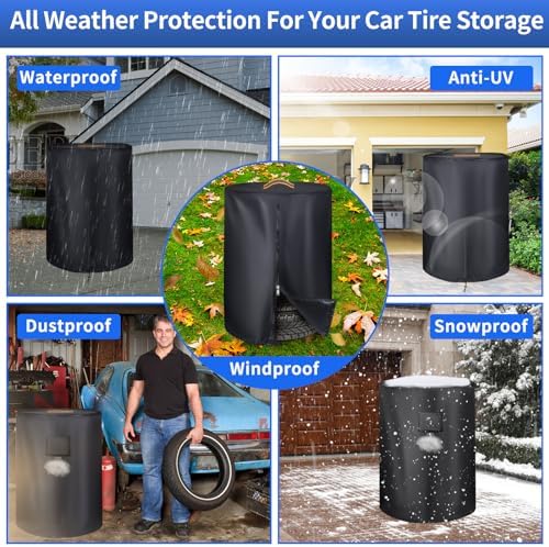 420D Tire Cover for Storage, Holds 4 Tires 33in, for RV Camper Trailer - Image 3