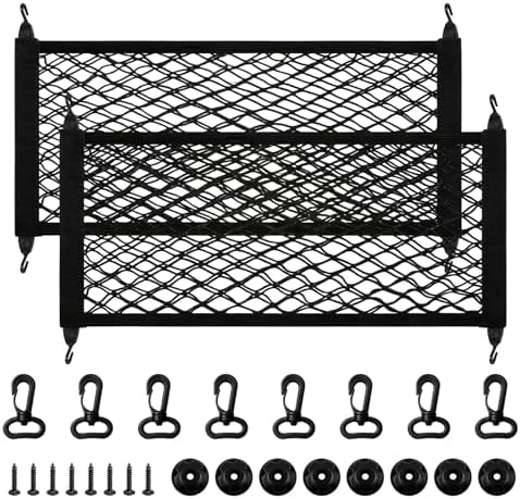 2 PCS Car Rear Cargo Net, Adjustable Elastic Trunk Storage Net by Unknown