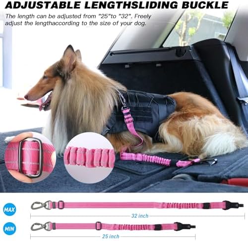 AUBELL Dog Seat Belt for Car, Updated 3-in-1 Bungee Dog Car Harness - Image 6