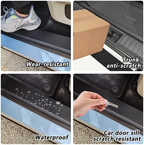 5Pcs Car Door Sill Protector, Carbon Fiber Threshold Anti-Scratch Sticker Door - Image 5