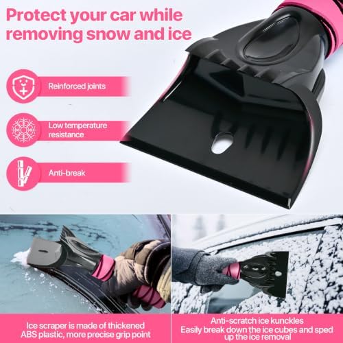 44" Snow Brush and Ice Scrapers Detachable, 360° Pivoting Soft Bristle Head - Image 6