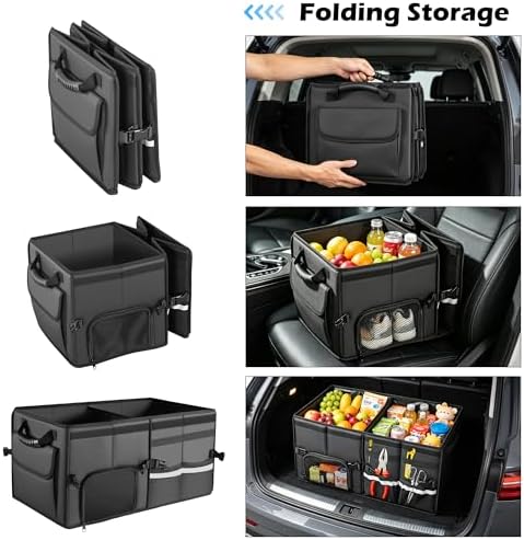 Trunk Organizer Car Organizer Leather Storage Box 2-grid Foldable - Image 2