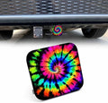 2" Receiver Hitch Cover Tie Dye, Rainbow Ink Rainbow Tie Dye Sturdy Rubber by Beabes