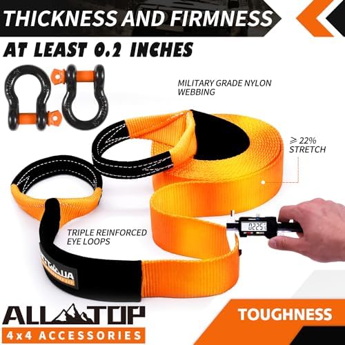 ALL-TOP Extreme Duty Tow Strap Recovery Kit: 4inch x 20ft 100% Nylon and 22% - Image 5