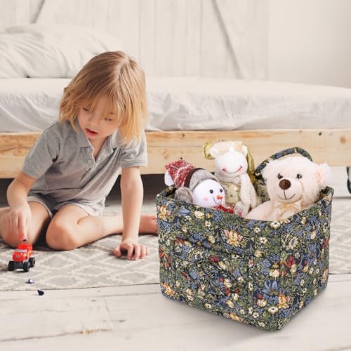 Storage Basket Boho Fabric Large Collapsible Floral Laundry Nursery Hamper - Image 2