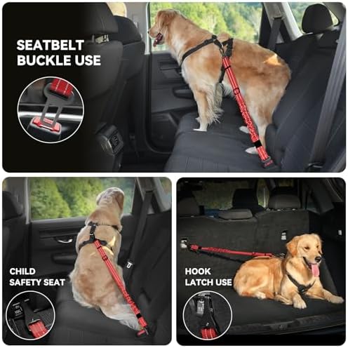 Pawaboo Dog Seat Belt Harness for Car, Seatbelt Harness - Image 4
