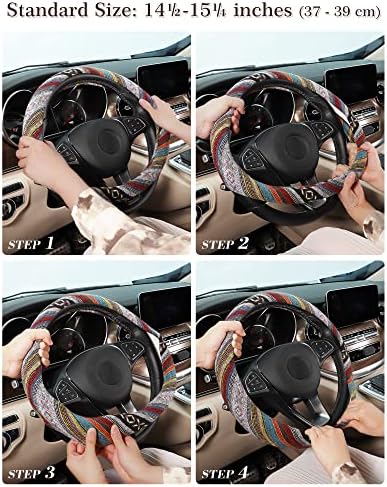 SEG Direct Boho Steering Wheel Cover, Baja Blanket Cloth, Coarse Flax - Image 6