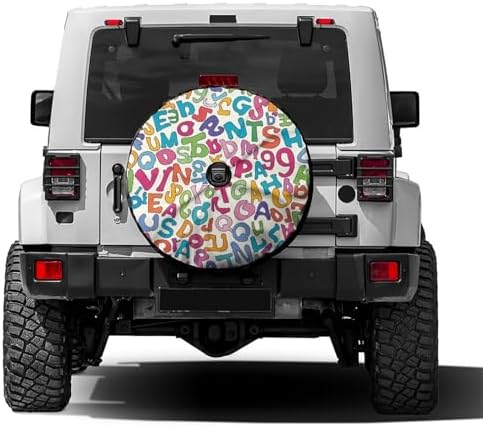 Letters Seamless Pattern Spare Tire Cover by Foruidea
