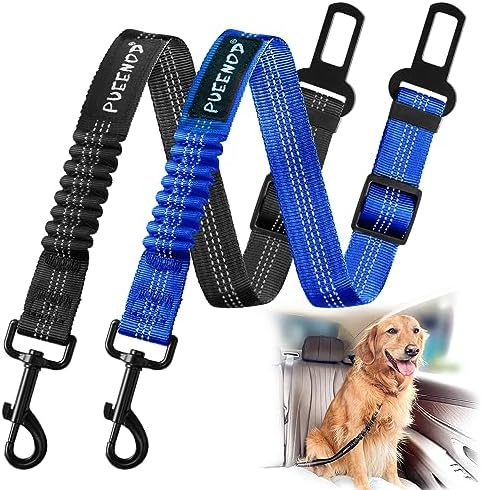 2 Pack Dog Seat Belt Adjustable Dog Car Seatbelts by PUEENOD