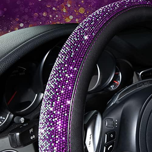 CAR PASS Bling Diamond Leather Steering Wheel Cover, Bling Sparkly Crystal - Image 3