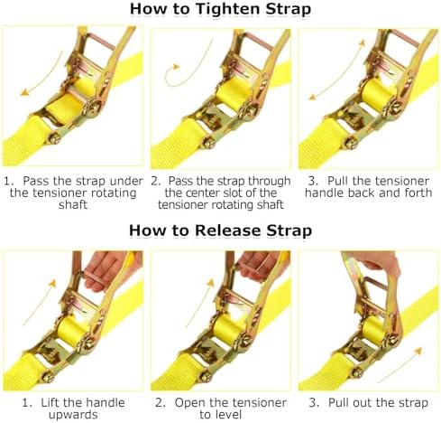 4 Pack 2 Inch Ratchet Straps Heavy Duty 20ft Tie Down Straps Ratchet - Image 6