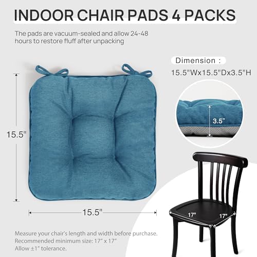 Love's cabin Memory Foam Chair Cushions Set of 4, 15.5 Inch - Image 2