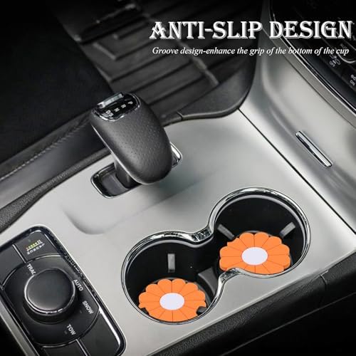 2-Pack Car Cup Holder Coaster Inserts, Daisy Shape, 2.75 Inch Non-Slip Silicone - Image 3