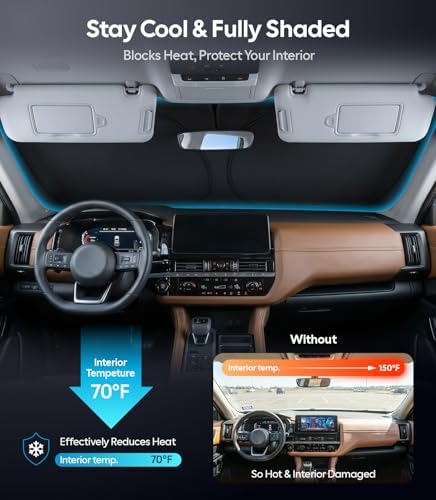 Wigoo for Nissan Pathfinder Windshield Sunshade, Custom Fit, Keeps Cool - Image 2