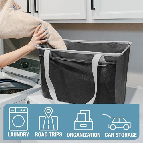 CleverMade EcoBasket Collapsible Grocery Tote, 30L Structured Tote Bag - Image 3