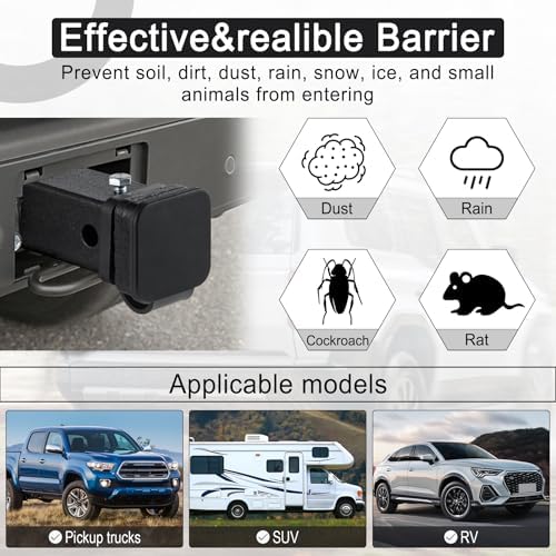 UYYE 2 Inch Rubber Trailer Hitch Cover, Rubber Hitch Tube Cover Plug Cap - Image 5