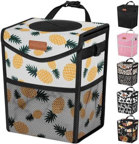 Pritent Car Trash Can with Lid Leakproof Car Garbage Bag Vehicle Trash Bin by Pritent