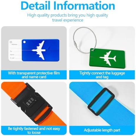 BILIONE 4 Pack Luggage Straps for Suitcase w/Password Lock & Tags - Image 4