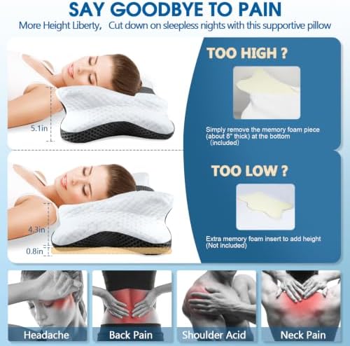 CHxxy Cervical Neck Pillow for Pain Relief Sleeping, Memory Foam Pillows - Image 2
