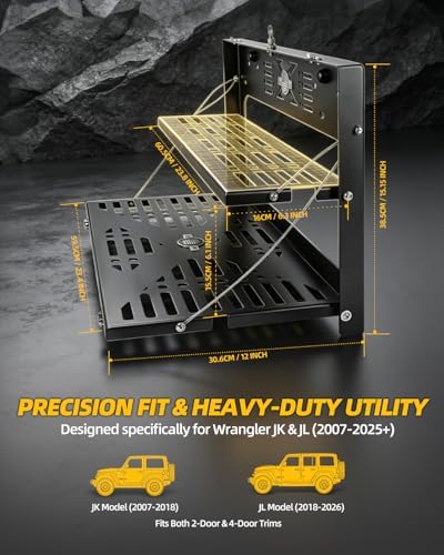2-Tier Tailgate Table for Jeep Wrangler JK JL JKU JLU 2007-2026, Heavy-Duty - Image 2