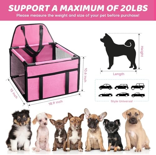 GENORTH Dog Car Seats for Small and Medium Dogs, Portable Puppy/Pet Car Booster - Image 5