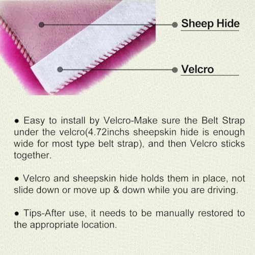 AOGELAN Fluffy Fuzzy Genuine Sheepskin Car Seat Belt Covers - Image 6