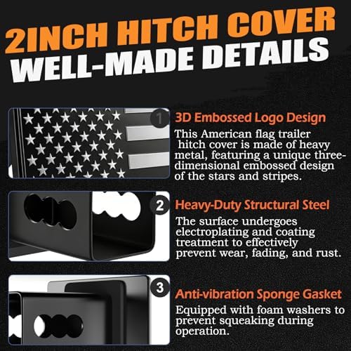 2 Inch American Flag Trailer Hitch Cover Plug - Image 3