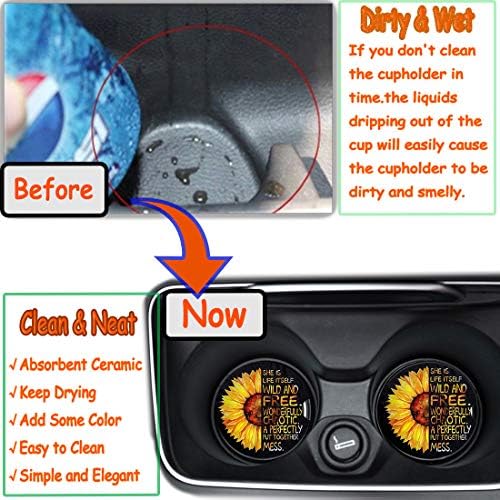 Car Coasters for Women 2 Pack, Ceramic Absorbent Cup Holders for Mother's Day - Image 4
