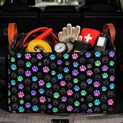 Dog Paw Car Trunk Organizer 20L Fold Auto Storage Basket by YGQZYYQ