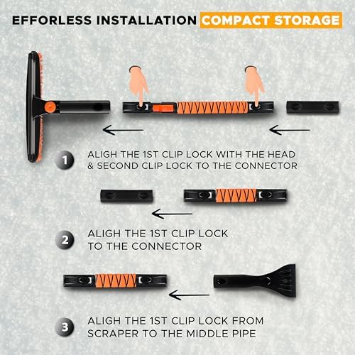 EcoNour 47" Extendable Snow Brush and Ice Scraper Pivoting Squeegee - Image 4