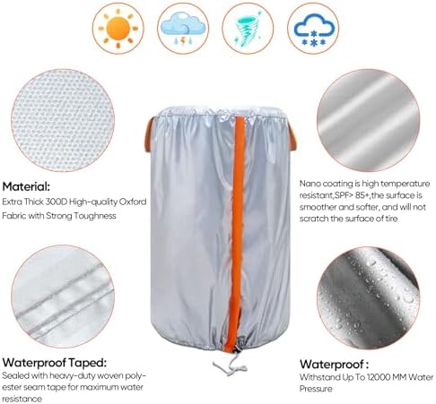 Tire Cover for Storage, 420D Waterproof Tire Stack Cover Holds 4 Tires 35in - Image 4