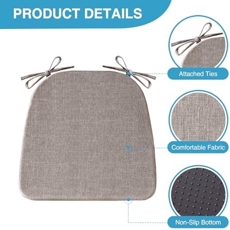 IASEAHK Chair Cushions for Dining Chairs Set of 6, Non Slip Kitchen Chair Pads - Image 2