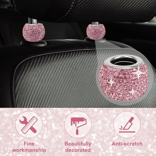 BFXM 4 Pcs Car Headrest Collars, Bling Head Rest Collars Rings Decoration - Image 3