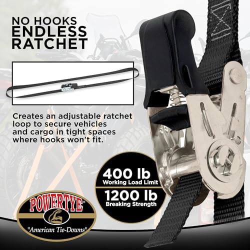 PowerTye 1in x 4ft Easy-Grip Endless Ratchet Straps - Image 2