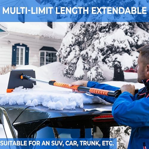 ZONETECH Extendable Snow Squeegee, Ice Scraper and Shovel 42" Lenght- Rotating - Image 4