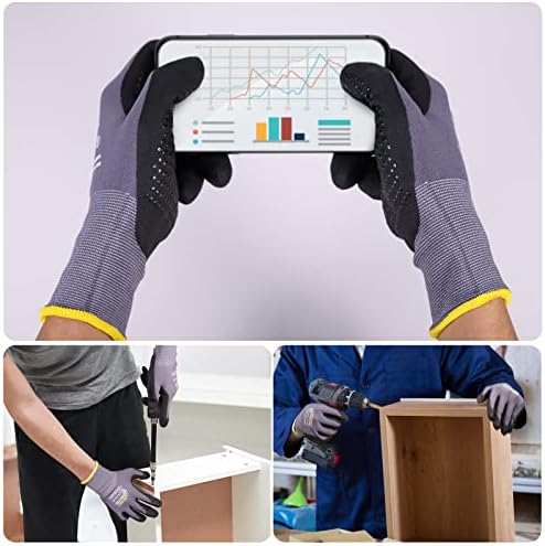 LOCCEF Work Gloves MicroFoam Nitrile Coated-6 Pairs, Endurance Seamless Knit - Image 4