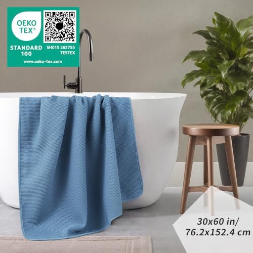 POLYTE 380 GSM Poly Blend Microfiber Quick Dry Waffle Bath Towel, 30x60 in - Image 4