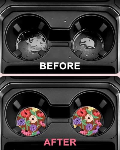 Swooflia Elegant Ceramic Car Coasters Vintage Bright Floral Car Decor - Image 4