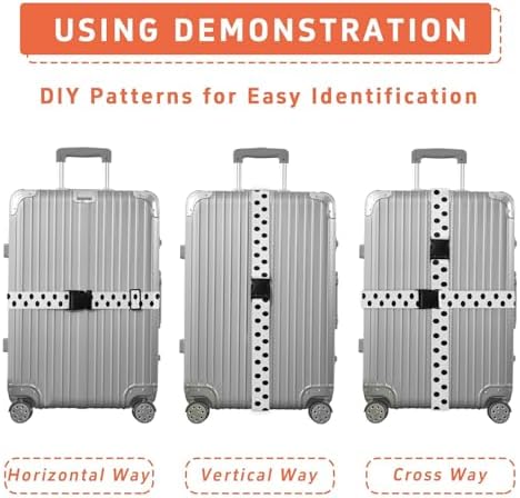 Polka Dots Black White Luggage Straps - Image 4